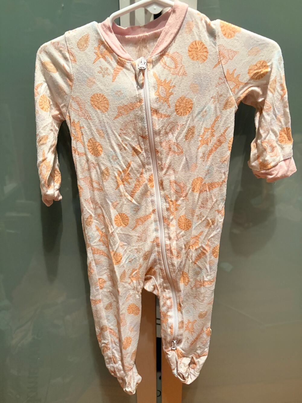 Milkberry 3-6M Seashell Starfish Print Zip Footie Bamboo Baby Girl Pajama